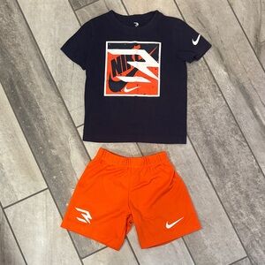 Nike Orange and Navy Shorts Set